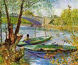 Fishing Paintings - Fishing in the Spring by Vincent van Gogh